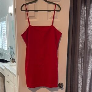 A new day Red Linen Like Mini Dress with adjustable straps